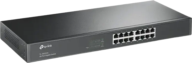 TP-Link TL-SG1016 16-Port Gigabit Unmanaged Network Switch, 10/100/1000 Mbps, Green Ethernet Energy-Saving, Steel Rackmount Case, Grey