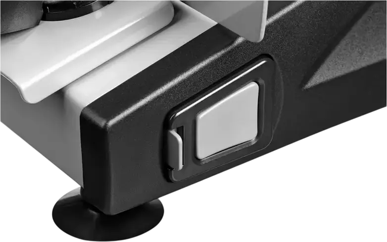 Ardesto SDK-200S Food Slicer, 150W, 190mm Stainless Steel Serrated Blade, 1-15mm Adjustable Thickness, Metal Body, Anti-slip Feet, Grey-black