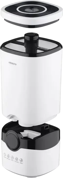 Umidificator de aer ultrasonic Ardesto USH-M-LCD-4L-W, rezervor 4L, 300ml/h, afisaj LED, telecomanda, mentenanta automata a umiditatii, alb