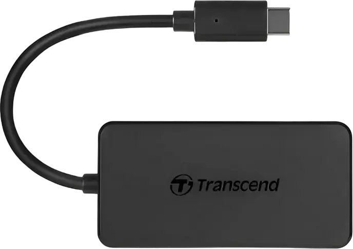 Transcend HUB2C USB Hub TS-HUB2C, USB Type-C to 4 x USB 3.1 Gen 1 Type-A Ports, 5Gbps High Speed Data Transfer, Compact ABS Plastic Design, Black