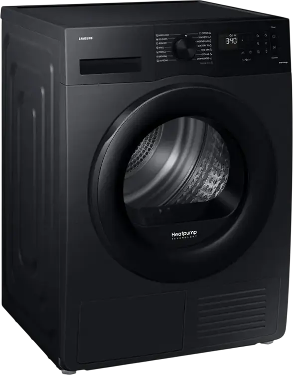 Samsung DV90CGC2A0ABUA Heat Pump Clothes Dryer, 9kg Capacity, Energy Class A+++, Black, SmartThings WiFi, 14 Programs, Front Load Freestanding