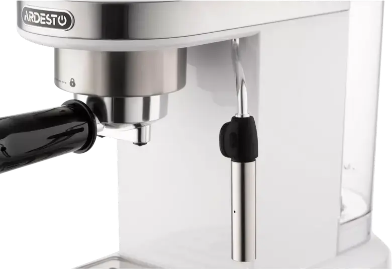 Aparat de cafea Espresso Ardesto YCM-E1500, 1350W, Pompa Italiană ULKA 20 Bar, Rezervor 1.4L, Control PID Ecran Tactil, Spumator Lapte, Alb