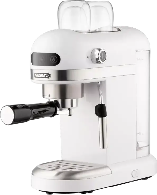 Aparat de cafea Espresso Ardesto YCM-E1500, 1350W, Pompa Italiană ULKA 20 Bar, Rezervor 1.4L, Control PID Ecran Tactil, Spumator Lapte, Alb