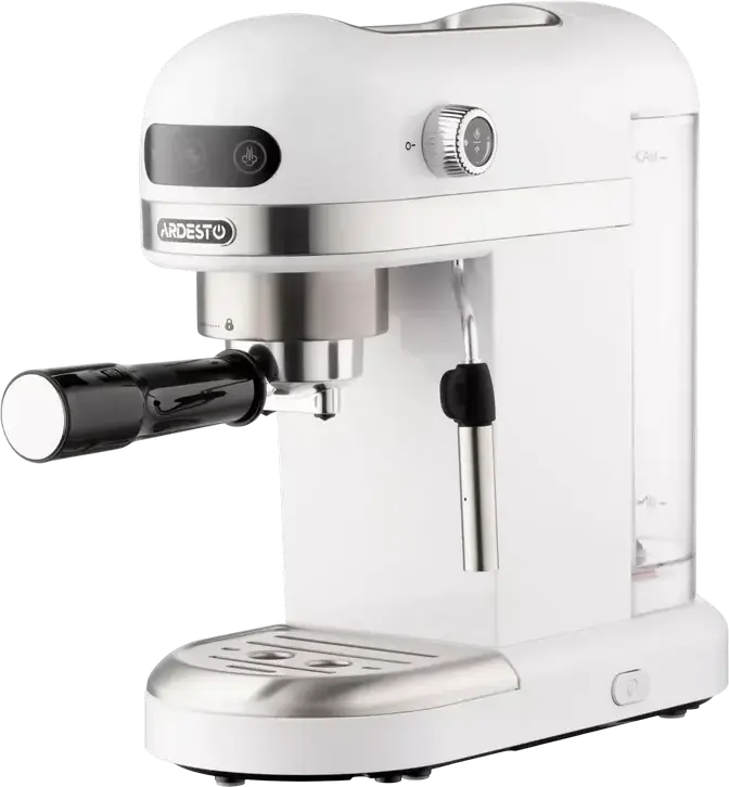 Aparat de cafea Espresso Ardesto YCM-E1500, 1350W, Pompa Italiană ULKA 20 Bar, Rezervor 1.4L, Control PID Ecran Tactil, Spumator Lapte, Alb