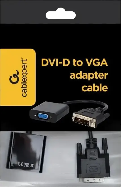 Cablexpert A-DVID-VGAF-01 Active Video Converter DVI-D 24-pin Male to VGA 15-pin Female Adapter, 1920x1080 @ 60Hz, AG6200 Chipset, 0.2m, Black