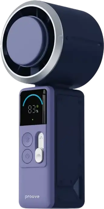 Proove Fresher Portable Handheld Fan, 4000mAh Battery, USB Type-C Rechargeable, LED Display for Speed and Battery, 10 Speed Levels, ABS Plastic