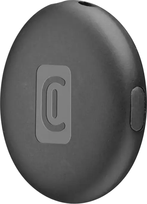 Cellularline Tracy Tag Smart Item Tracker, Black, Apple Find My Compatible, IP65 Water Resistant, Replaceable CR2032 Battery, 20x20x5mm, with Removable Strap