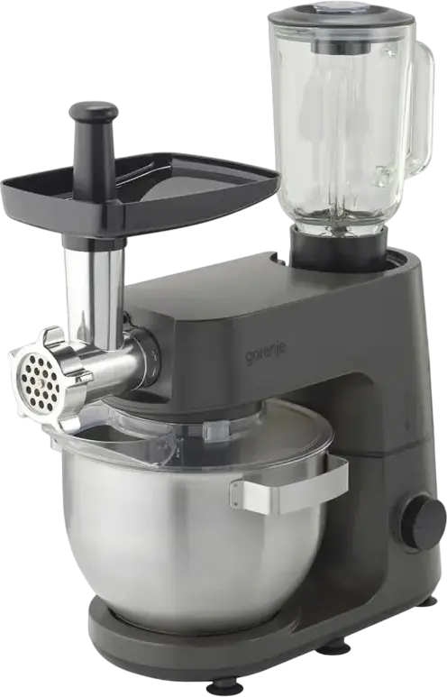Robot de Crama Planetar Gorenje MMC1000CA, 1000W, Bol Inox 6L, 6 Viteze, cu Blender, Masina de Carne si Accesorii, Negru