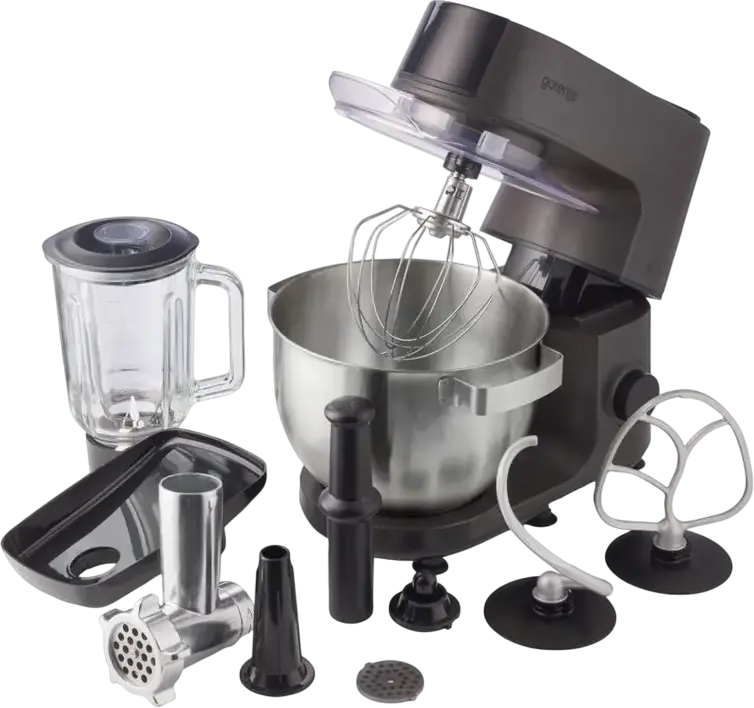 Robot de Crama Planetar Gorenje MMC1000CA, 1000W, Bol Inox 6L, 6 Viteze, cu Blender, Masina de Carne si Accesorii, Negru