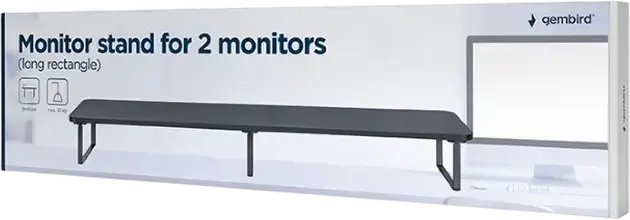 Suport pentru 2 monitoare Gembird MS-TABLE2-01, Platforma de birou din otel si plastic ABS, Latime 1000mm, Capacitate 20kg, Management Cabluri, Negru