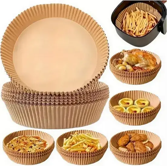 Hârtia de copt Papro Round Air Fryer Paper, Bej
