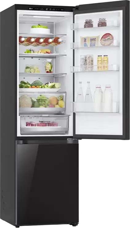 LG GBB72BM9DQ Freestanding Combi Refrigerator, Total No Frost, DoorCooling+, Inverter Compressor, 387L Net Volume, Black, LED Display, Smart Control