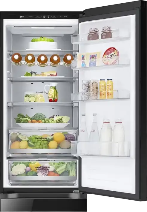 LG GBB72BM9DQ Freestanding Combi Refrigerator, Total No Frost, DoorCooling+, Inverter Compressor, 387L Net Volume, Black, LED Display, Smart Control