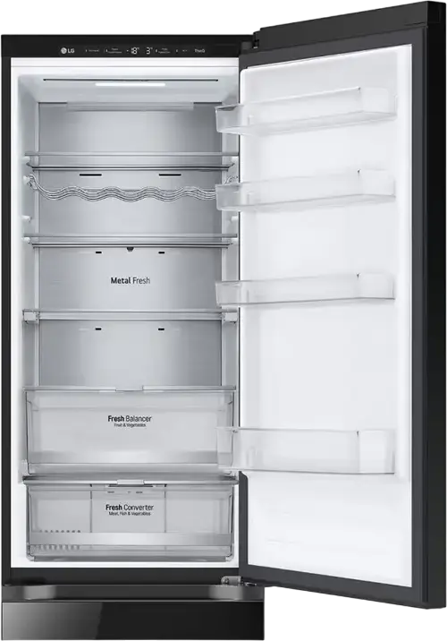 LG GBB72BM9DQ Freestanding Combi Refrigerator, Total No Frost, DoorCooling+, Inverter Compressor, 387L Net Volume, Black, LED Display, Smart Control