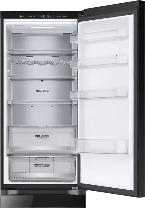 LG GBB72BM9DQ Freestanding Combi Refrigerator, Total No Frost, DoorCooling+, Inverter Compressor, 387L Net Volume, Black, LED Display, Smart Control