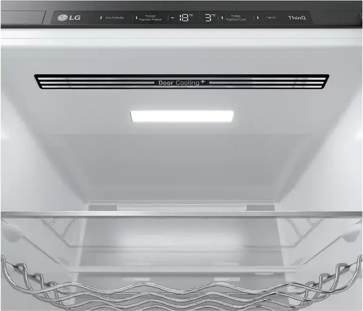 LG GBB72BM9DQ Freestanding Combi Refrigerator, Total No Frost, DoorCooling+, Inverter Compressor, 387L Net Volume, Black, LED Display, Smart Control