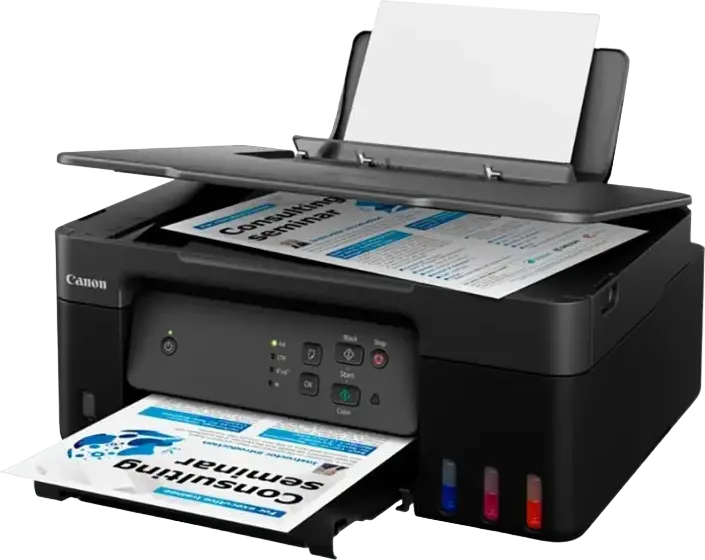 Imprimantă Multifuncțională 3-în-1 Canon PIXMA G2430 Inkjet, Sistem MegaTank cu Rezervoare de Cerneală, Printare Scanare Copiere, A4, Negru