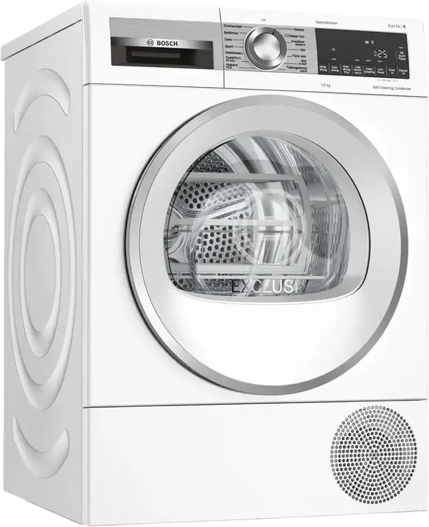 Bosch Series 6 WQG245D9NL Heat Pump Dryer, 9 kg Capacity, Energy Class C, Self-Cleaning Condenser, Auto Dry, SuperShort 40 min Program, White