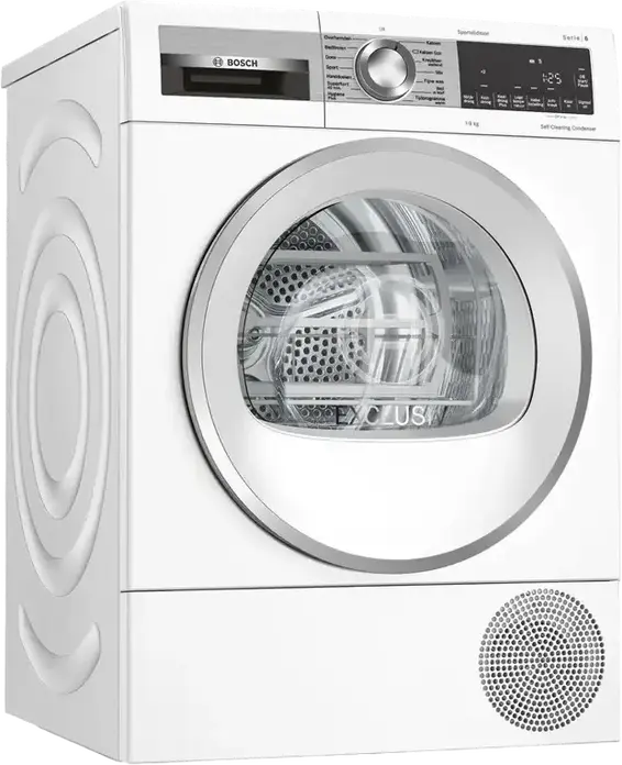 Bosch Series 6 WQG245D9NL Heat Pump Dryer, 9 kg Capacity, Energy Class C, Self-Cleaning Condenser, Auto Dry, SuperShort 40 min Program, White