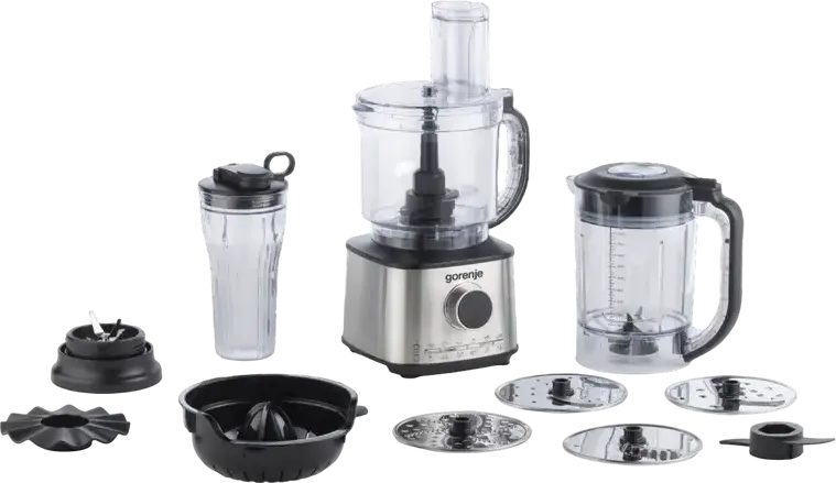 Gorenje SBR1500E Blender and Chopper, 1500W, 2L Stainless Steel Bowl, 10 Speed Settings with Pulse Mode, Ice Crushing, Grating and Slicing Discs