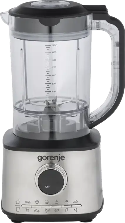Gorenje SBR1500E Blender and Chopper, 1500W, 2L Stainless Steel Bowl, 10 Speed Settings with Pulse Mode, Ice Crushing, Grating and Slicing Discs