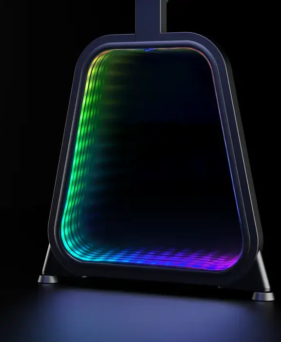 Lumi GMD12E-2D Gaming Desk, RGB Lighting, MDF and Steel Frame, 136x60x75 cm, Black, with Cup Holder and Headphone Hook, Max Load 75kg