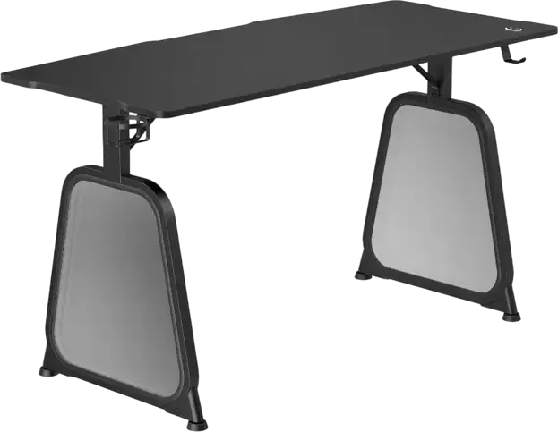 Lumi GMD12E-2D Gaming Desk, RGB Lighting, MDF and Steel Frame, 136x60x75 cm, Black, with Cup Holder and Headphone Hook, Max Load 75kg