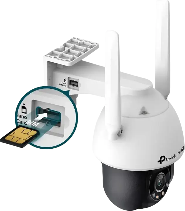TP-Link VIGI C540-4G Outdoor 4MP Full-Color Pan Tilt 4G LTE Network Camera, IP66 Weatherproof, Two-Way Audio, Smart AI Detection, MicroSD Slot, White