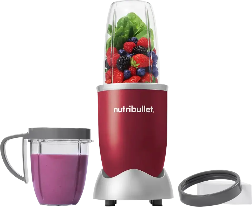 NutriBullet NB606R Personal Smoothie Blender, 600W Power, Stainless Steel Extraction Blade, BPA-free Tritan Cups 700ml & 500ml, Red