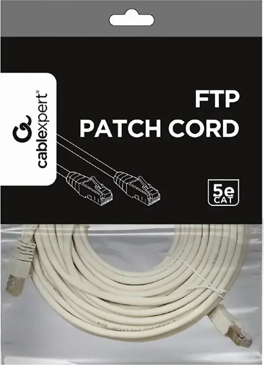 Cablexpert PP22-15M Cat5e FTP Network Patch Cord, 15m, RJ45, 100 MHz, Gold-Plated Contacts, Snagless Molded Connector, Gray