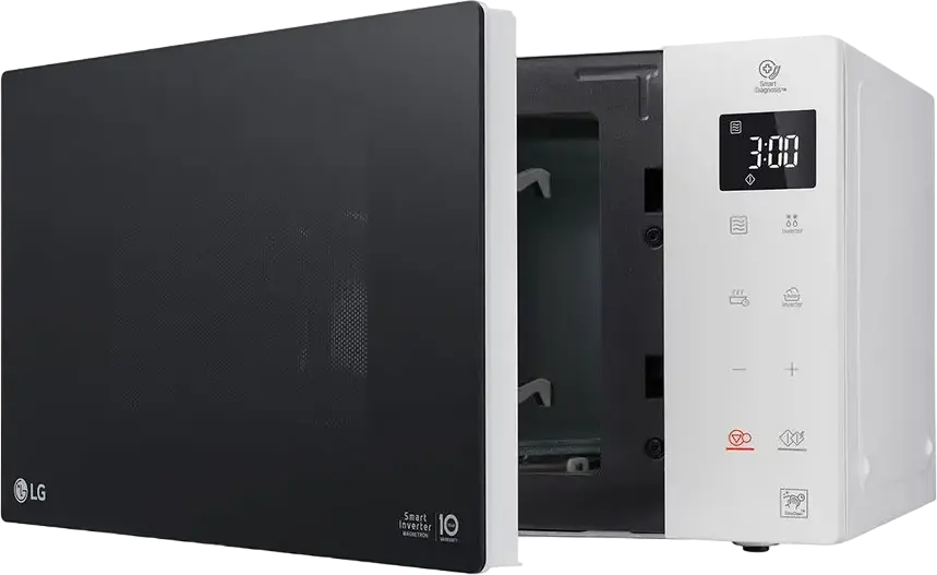 Микроволновая печь LG NeoChef MS23NECBW Solo, 23 л, 1000 Вт, Smart Inverter, I-Wave, антибактериальное покрытие EasyClean, 8 автопрограмм, Белый/Черный