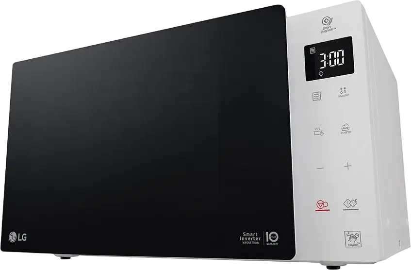 Микроволновая печь LG NeoChef MS23NECBW Solo, 23 л, 1000 Вт, Smart Inverter, I-Wave, антибактериальное покрытие EasyClean, 8 автопрограмм, Белый/Черный