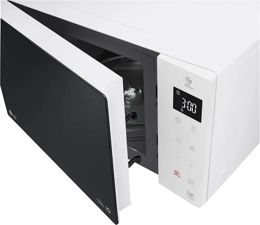 Микроволновая печь LG NeoChef MS23NECBW Solo, 23 л, 1000 Вт, Smart Inverter, I-Wave, антибактериальное покрытие EasyClean, 8 автопрограмм, Белый/Черный