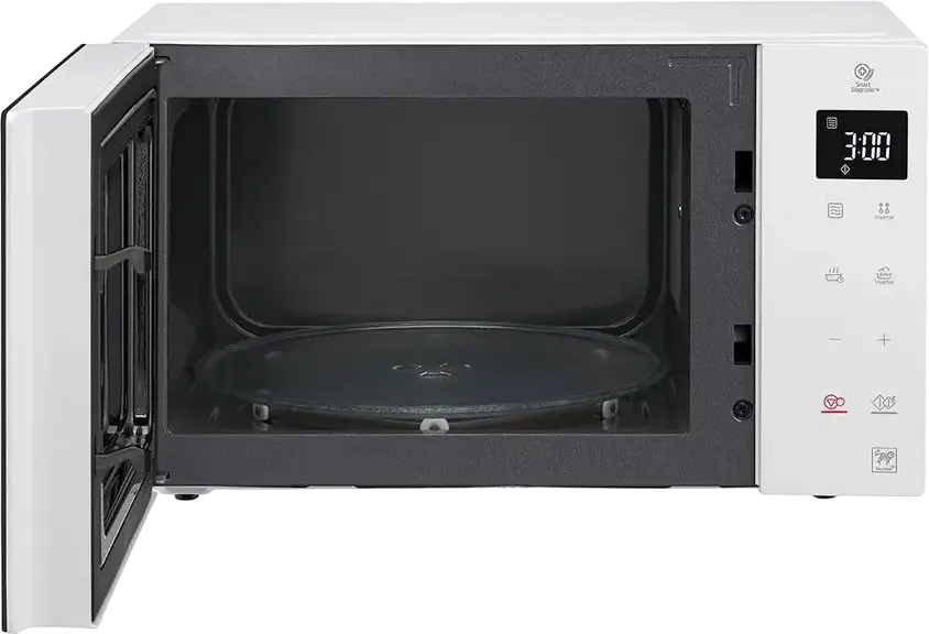 Микроволновая печь LG NeoChef MS23NECBW Solo, 23 л, 1000 Вт, Smart Inverter, I-Wave, антибактериальное покрытие EasyClean, 8 автопрограмм, Белый/Черный