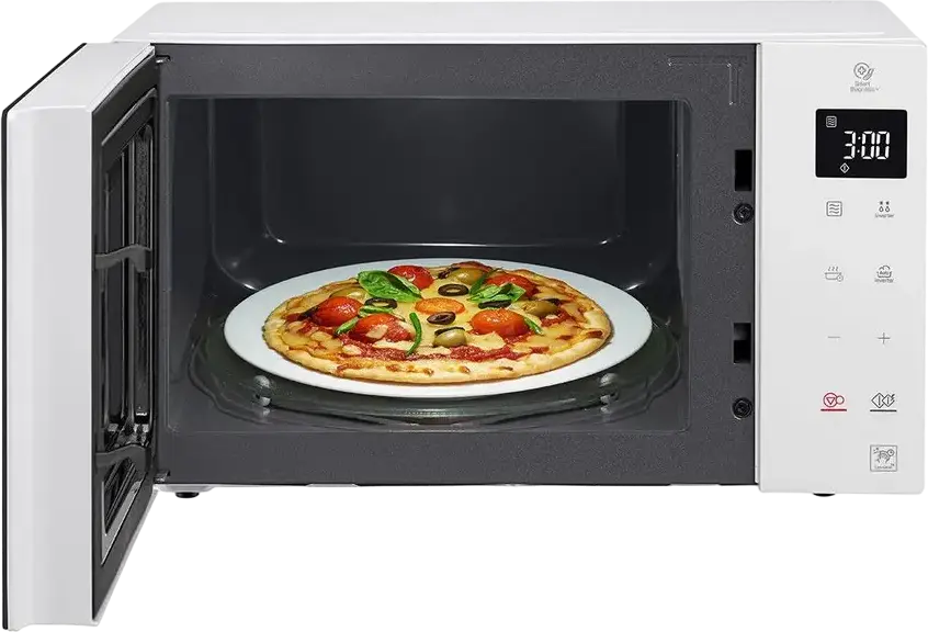 Микроволновая печь LG NeoChef MS23NECBW Solo, 23 л, 1000 Вт, Smart Inverter, I-Wave, антибактериальное покрытие EasyClean, 8 автопрограмм, Белый/Черный