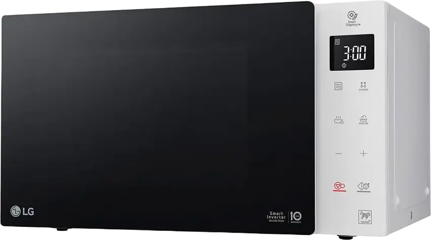 Микроволновая печь LG NeoChef MS23NECBW Solo, 23 л, 1000 Вт, Smart Inverter, I-Wave, антибактериальное покрытие EasyClean, 8 автопрограмм, Белый/Черный