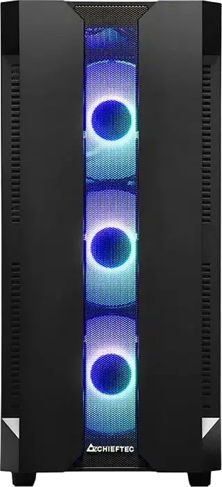 Корпус для ПК Chieftec Hunter GS-01B-OP Midi-Tower, черный, закаленное стекло, сетчатая передняя панель, 4 A-RGB вентилятора, ATX/mATX/Mini-ITX, сталь SPCC