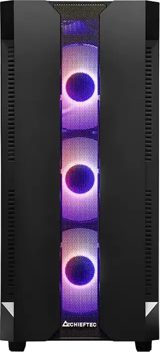 Корпус для ПК Chieftec Hunter GS-01B-OP Midi-Tower, черный, закаленное стекло, сетчатая передняя панель, 4 A-RGB вентилятора, ATX/mATX/Mini-ITX, сталь SPCC