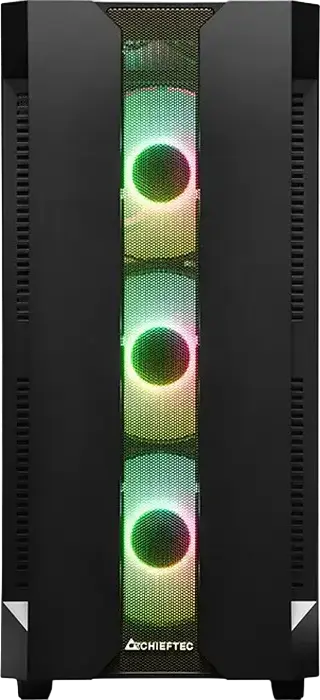 Корпус для ПК Chieftec Hunter GS-01B-OP Midi-Tower, черный, закаленное стекло, сетчатая передняя панель, 4 A-RGB вентилятора, ATX/mATX/Mini-ITX, сталь SPCC
