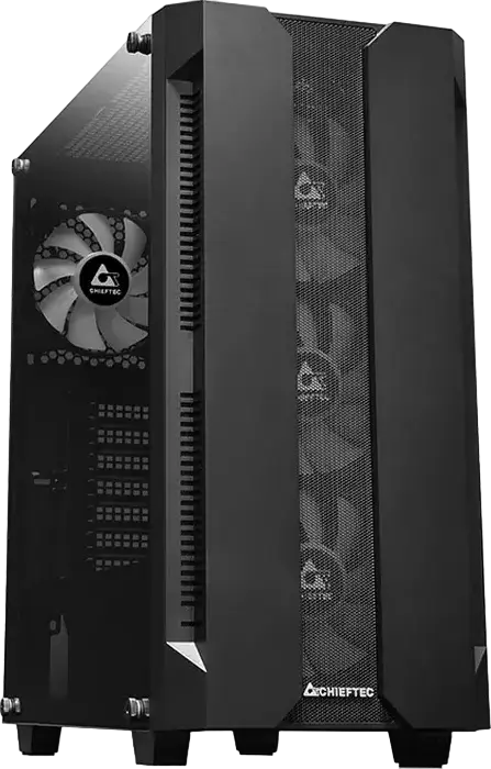 Корпус для ПК Chieftec Hunter GS-01B-OP Midi-Tower, черный, закаленное стекло, сетчатая передняя панель, 4 A-RGB вентилятора, ATX/mATX/Mini-ITX, сталь SPCC