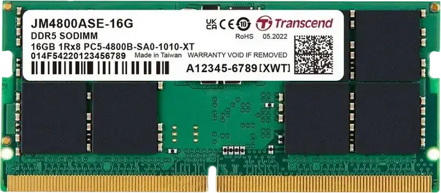 Memorie RAM Transcend JetRam, DDR5 SDRAM, 4800 MHz, 16GB, JM4800ASE-16G