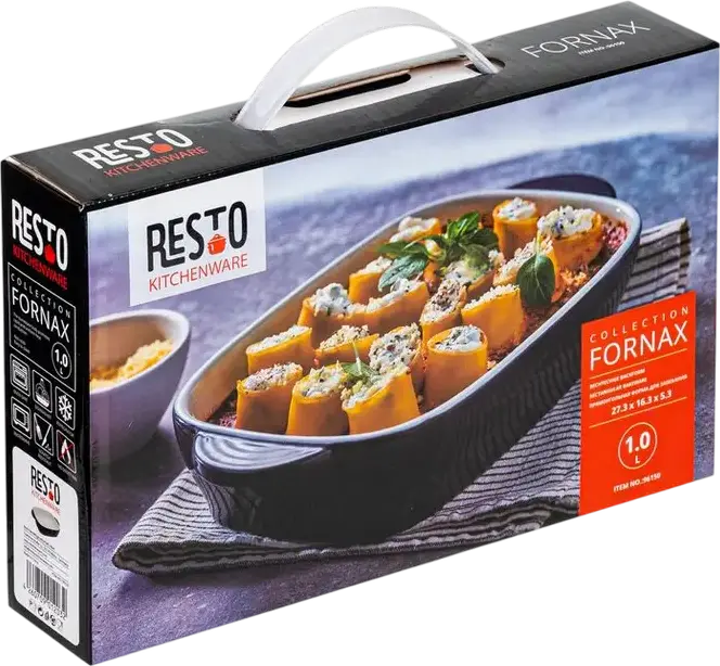Resto 96150 FORNAX Rectangular Ceramic Baking Tray, Glazed Non-Stick Stoneware Bakeware, 1.0L, 27.3 x 16.3 x 5.3 cm, Blue