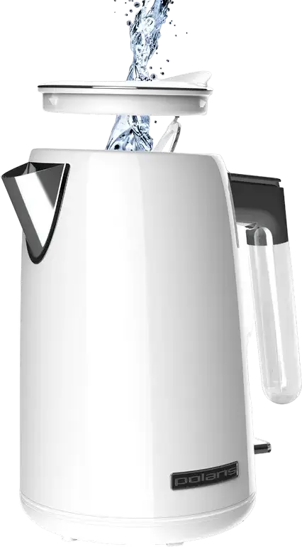 Polaris PWK 1746CA Water Way Pro Electric Kettle, 1.7L, 2200W, Stainless Steel Body and Bowl, Hidden Heating Element, STRIX Controller, White