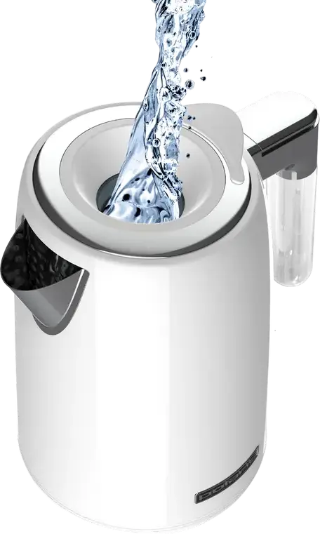 Polaris PWK 1746CA Water Way Pro Electric Kettle, 1.7L, 2200W, Stainless Steel Body and Bowl, Hidden Heating Element, STRIX Controller, White