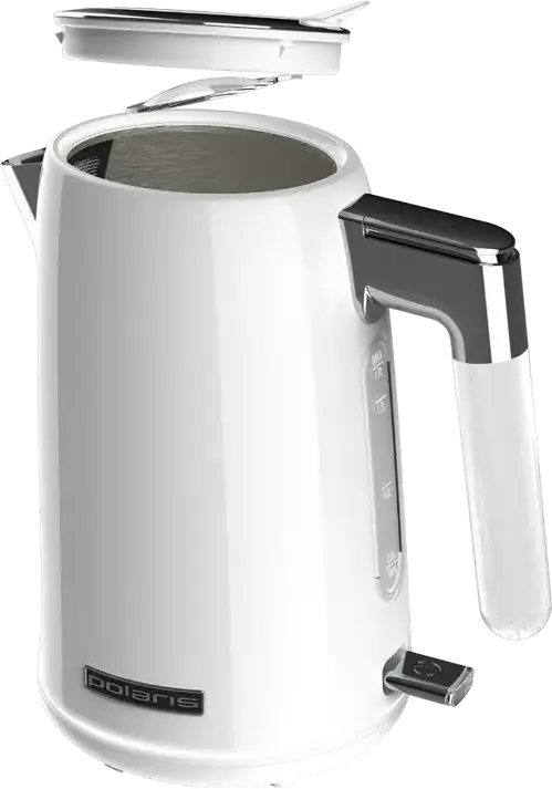 Polaris PWK 1746CA Water Way Pro Electric Kettle, 1.7L, 2200W, Stainless Steel Body and Bowl, Hidden Heating Element, STRIX Controller, White