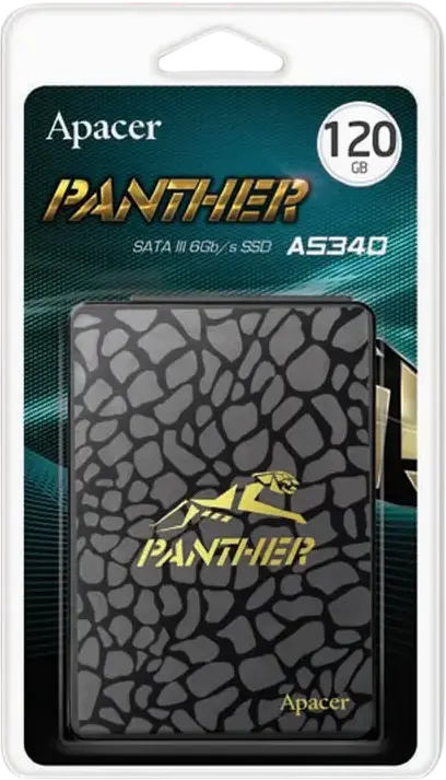 Apacer AS340 PANTHER 120GB 2.5" SATA III SSD AP120GAS340G-1 3D TLC NAND, Read up to 550MB/s, Write up to 520MB/s, TRIM, SMART, NCQ