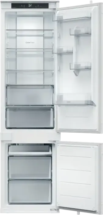 Frigider Încorporabil Candy CNBQT3519EW, No Frost, Congelator Jos, Capacitate 284L, Clasa Energetică E, Control Smartphone hOn, Display LED, Alb
