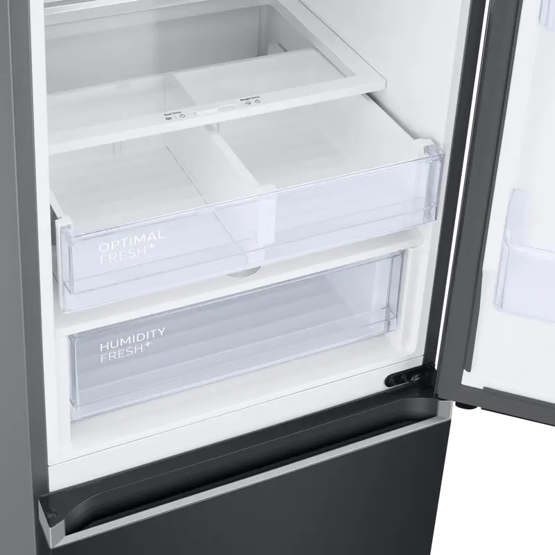 Frigider Combinat Samsung RB38C675ES9 Series 6, Congelator Jos, 390L, No Frost, SpaceMax, Digital Inverter, Wi-Fi SmartThings, Grafit, 203cm