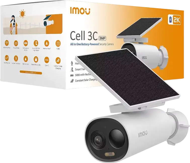 IMOU Cell 3c AIO IPC-K9DCP-3T0WE-V2 2K QHD 3MP Battery Security Camera, Integrated Solar Panel, IP66 Weatherproof, PIR Human Detection, Two-Way Talk, White