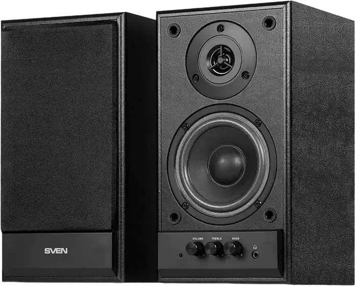 SVEN SPS-702 Boxe Multimedia 2.0, Putere 40W RMS, Carcasă din MDF, Gamă de Frecvențe 40Hz-22kHz, Control Bas și Treble, Negru
